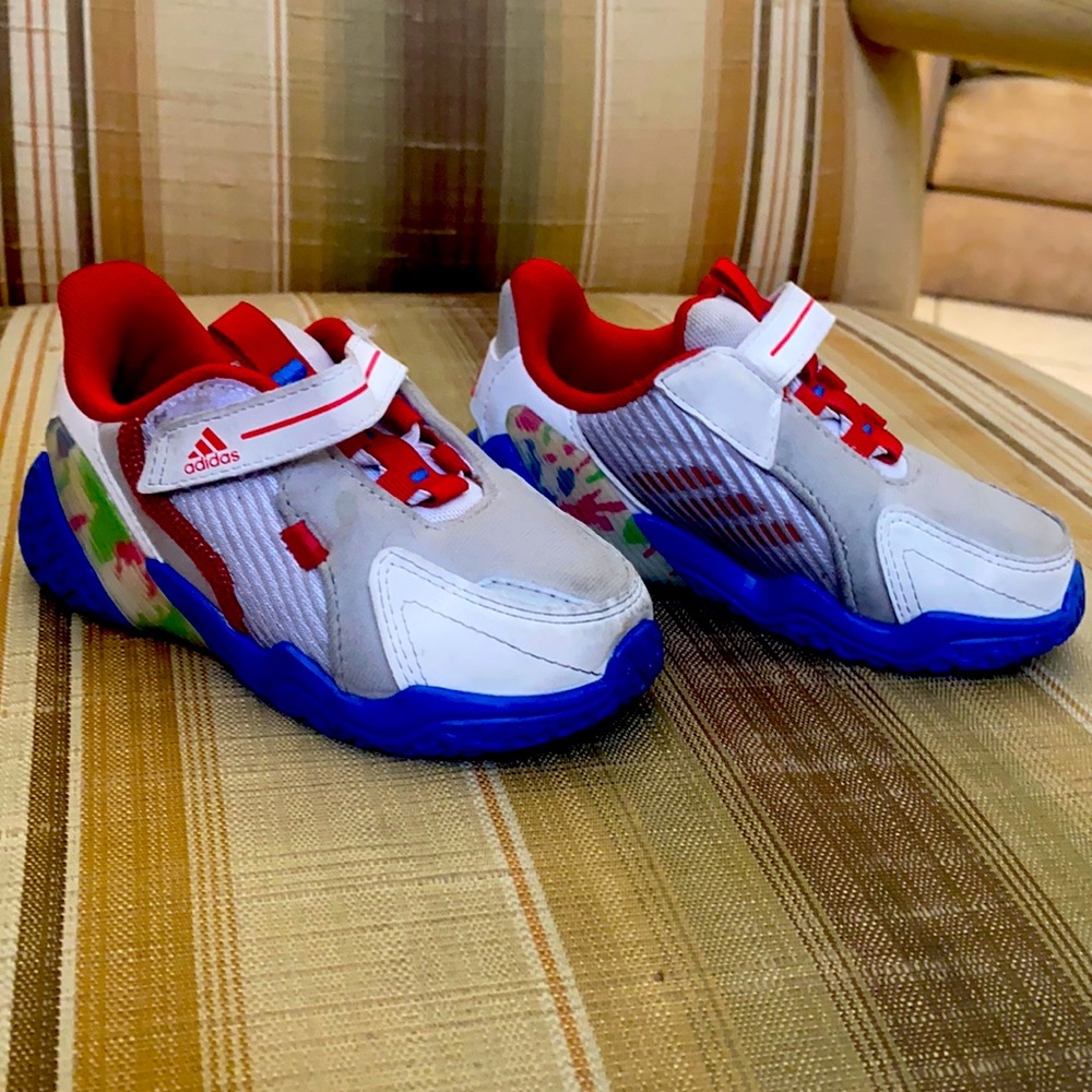 Red white and blue adidas size 8k